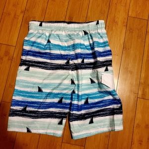 Cat & Jack 👦 Boys Swim Trunks, Shark Print Fabric, Size L 12-14